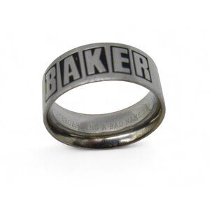 Baker Skateboarding Stainless Steel Ring Silver and Black